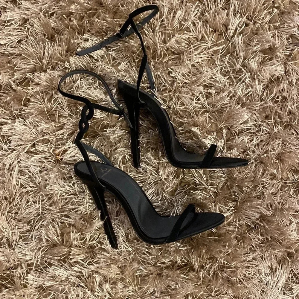 Monika Chiang Elegant Black Ankle Strap Heels